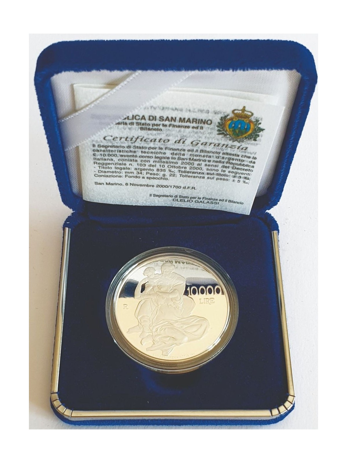 SAN MARINO 2000 Bimillennium Coin of the Birth of Jesus in Silver Proof