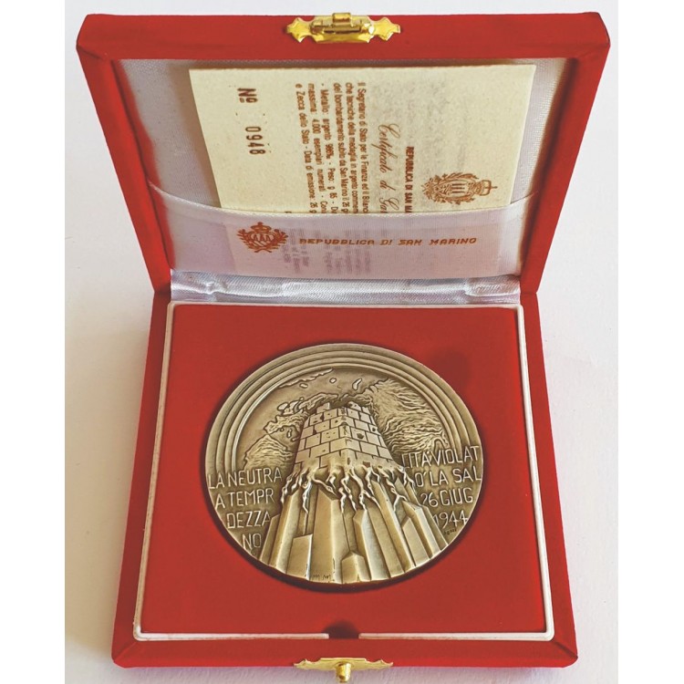 SAN MARINO 1994 Official silver medal of the 50th Anniversary of the bombing of San Marino