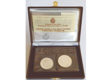 SAN MARINO 1985 Johann Sebastian Bach Diptych, 2 Silver Coins UNC