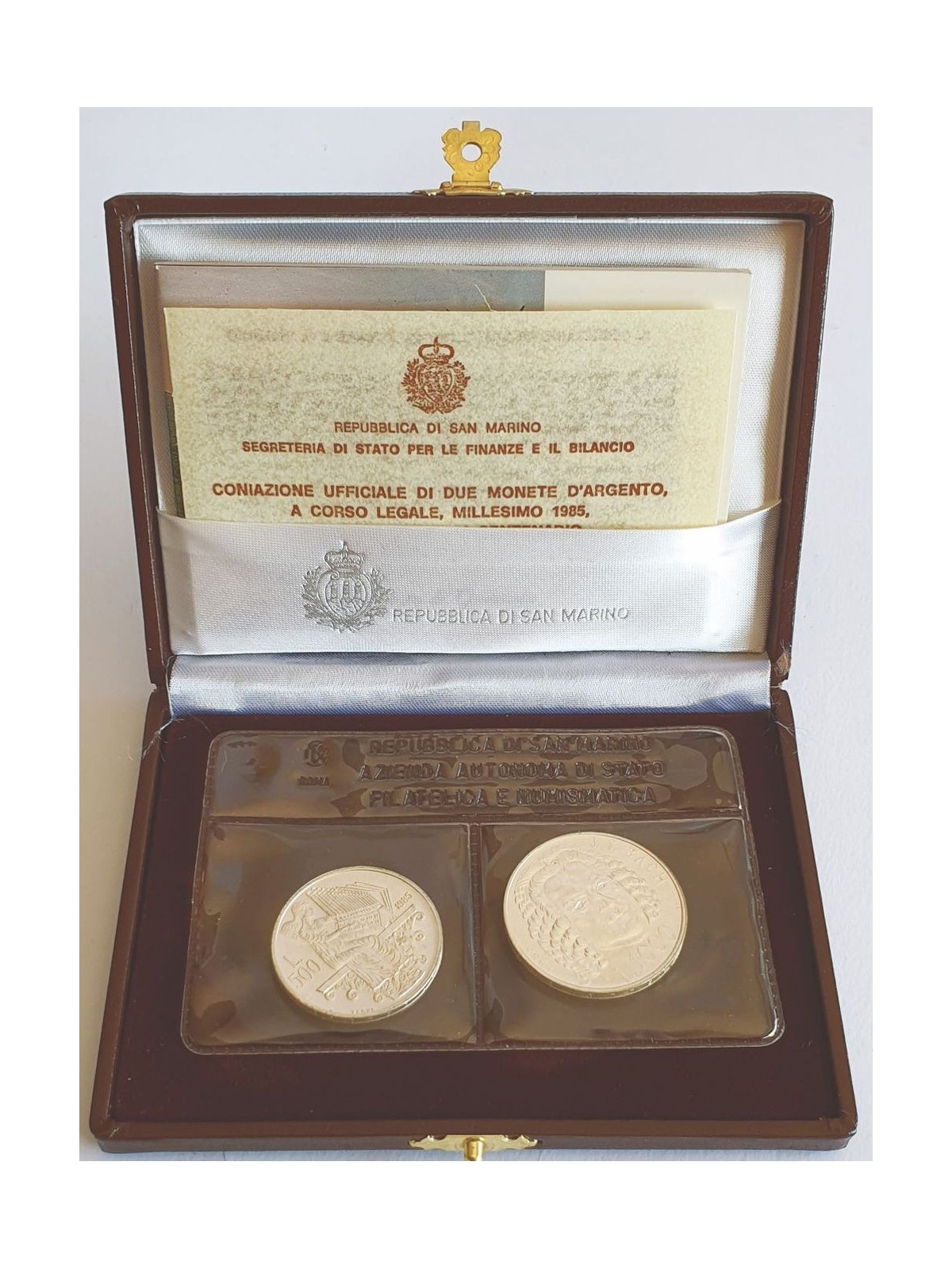 SAN MARINO 1985 Dittico Johann Sebastian Bach, 2 Monete in Argento FDC