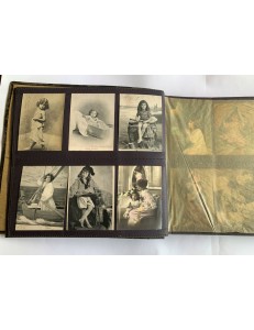 Postcard album with various subjects (women, children, mothers-in-law, lovers)