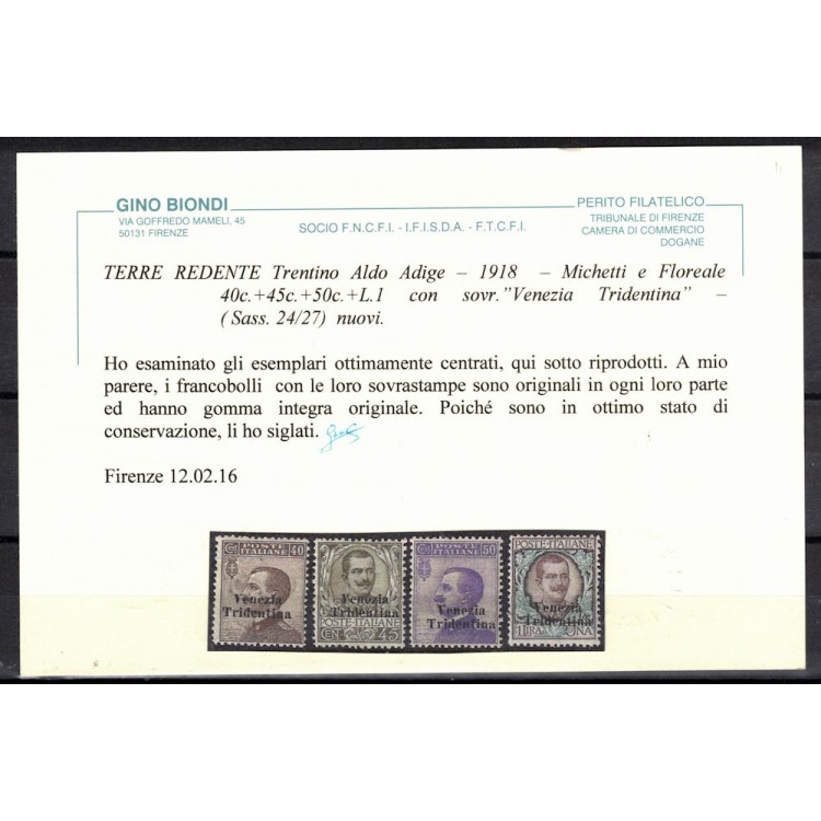 TRENTINO 1918 Venezia Tridentina 9v MNH** ©