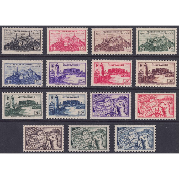 FEZZAN E GHADAMES (OCC. FRANCESE) 1946 Soggetti vari 15v MNH**