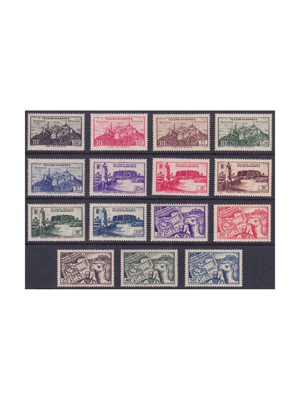 FEZZAN E GHADAMES (OCC. FRANCESE) 1946 Soggetti vari 15v MNH**