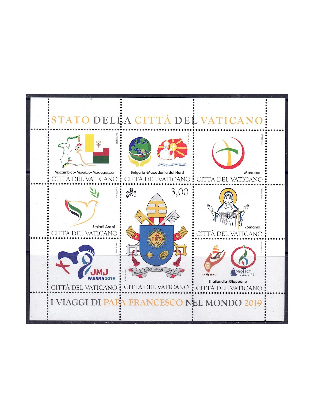 VATICANO 2020 Viaggi del Papa BF MNH**
