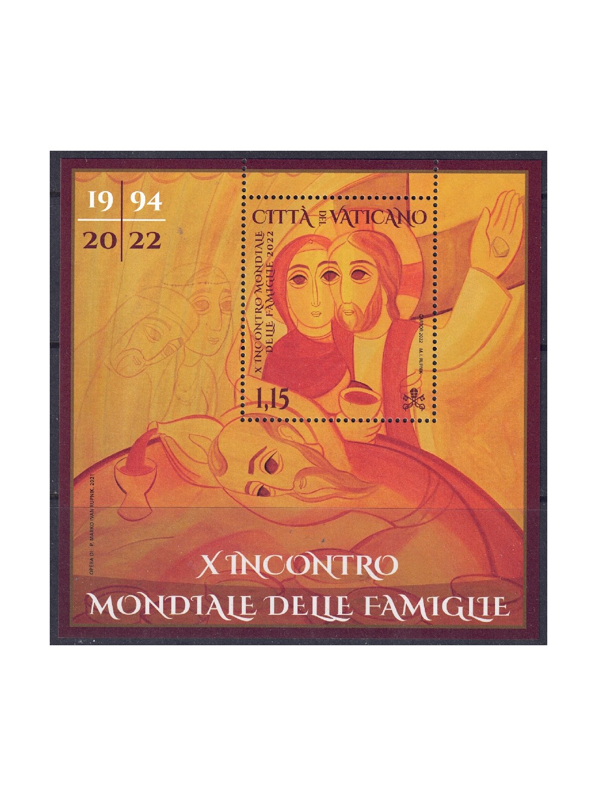 VATICANO 2022 Incontro mondiale delle famiglie BF MNH**