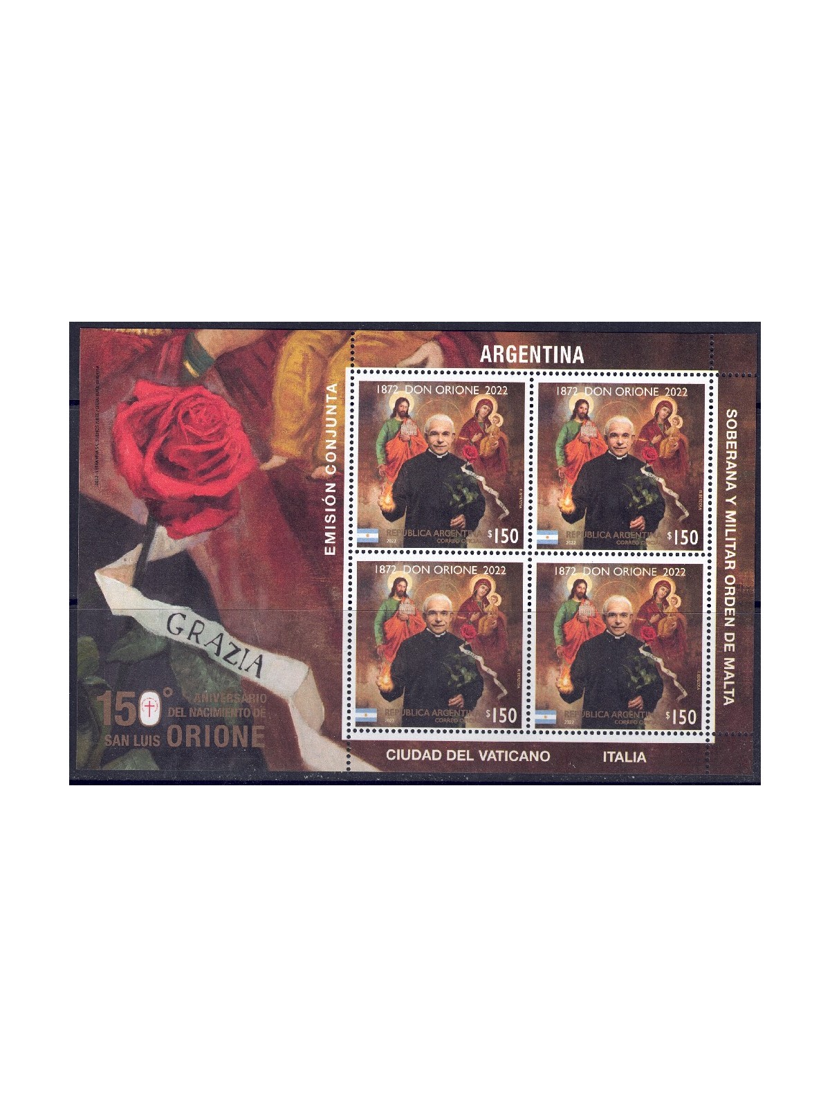 ARGENTINA 2022 San Luigi Orione m/s MNH**