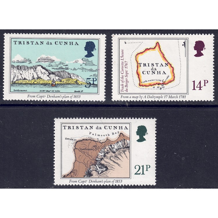 TRISTAN DA CUNHA 1981 Ancient maps 3v MNH**