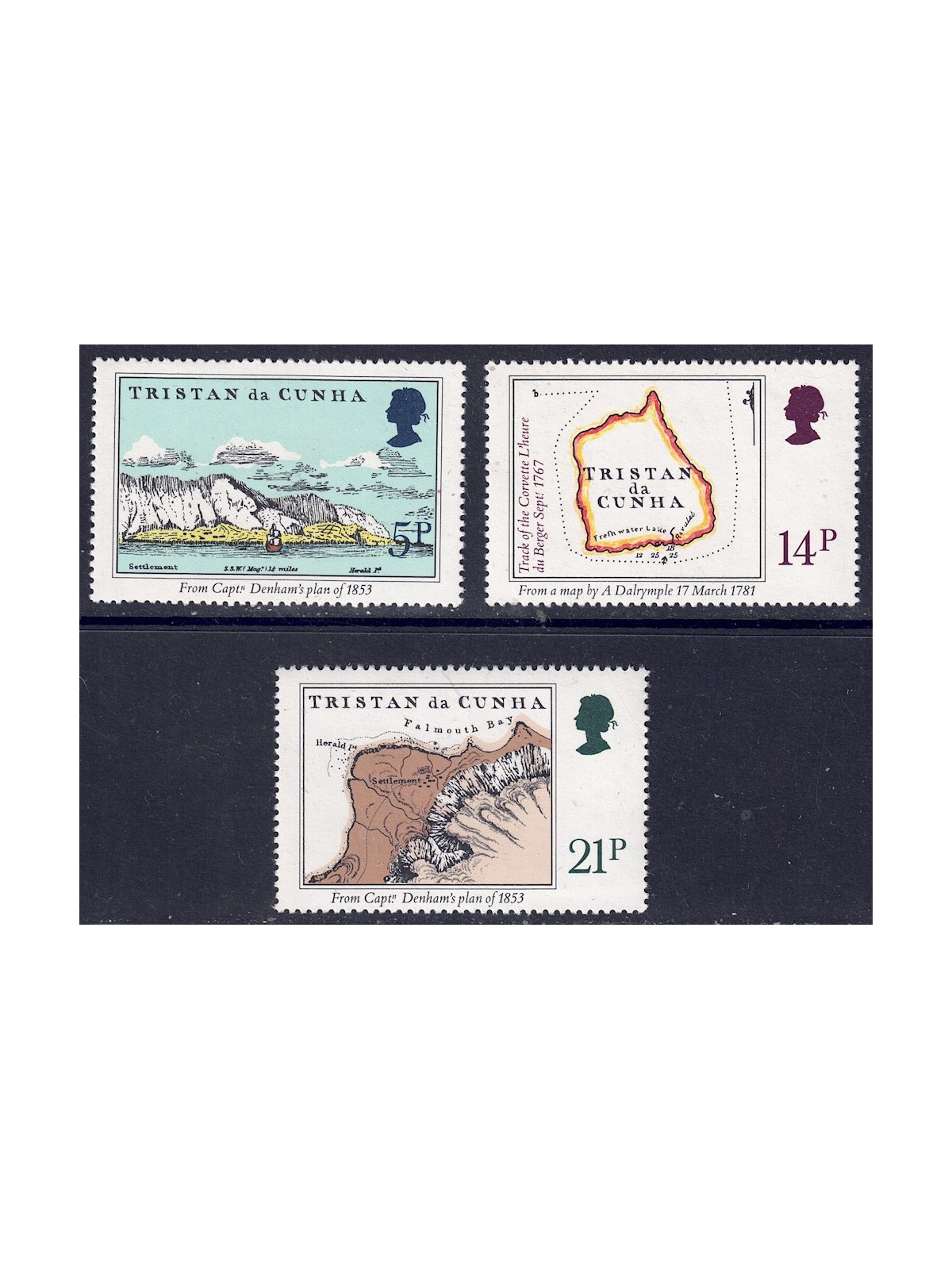 TRISTAN DA CUNHA 1981 Antiche mappe 3v MNH**