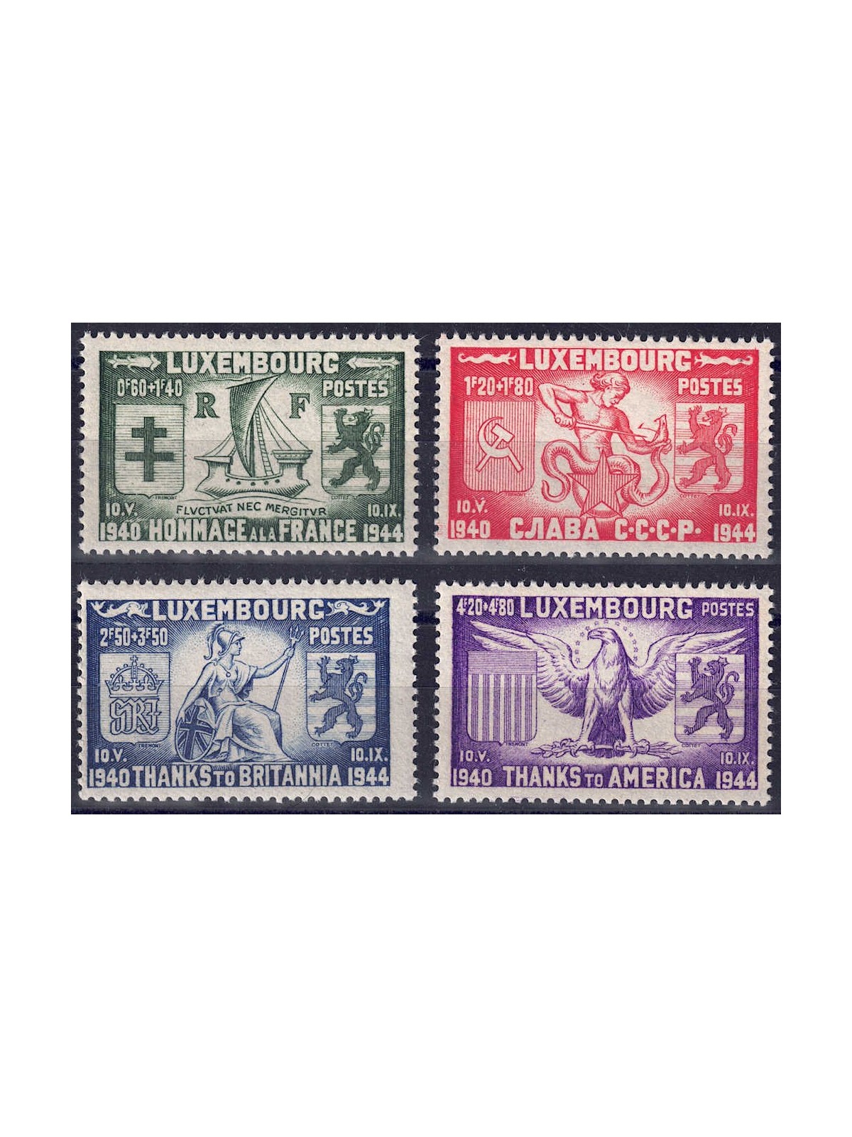 LUSSEMBURGO 1945 Ringraziamento agli alleati 4v MNH**