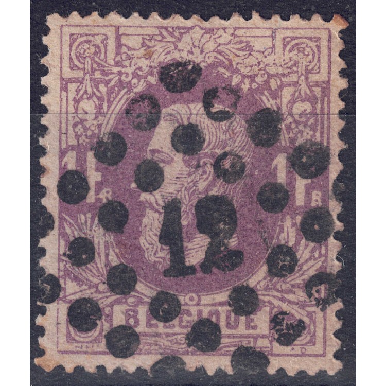 BELGIO 1869-78 Re Leopoldo II 1f lilla us