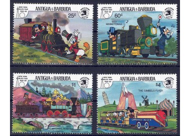 ANTIGUA AND BARBUDA 1989 Disney (Ancient Locomotives I) 4v MNH**