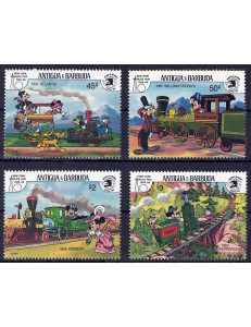 ANTIGUA AND BARBUDA 1989 Disney (Ancient Locomotives II) 4v MNH**
