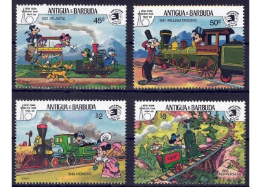 ANTIGUA AND BARBUDA 1989 Disney (Ancient Locomotives II) 4v MNH**