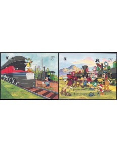 ANTIGUA E BARBUDA 1989 Disney (Antiche Locomotive) 2 BF MNH**