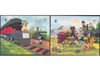 ANTIGUA AND BARBUDA 1989 Disney (Ancient Locomotives) 2 s/s MNH**