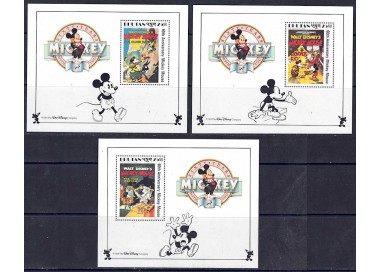 BHUTAN 1989 Disney (Mickey's Anniversary) 3 s/s MNH**