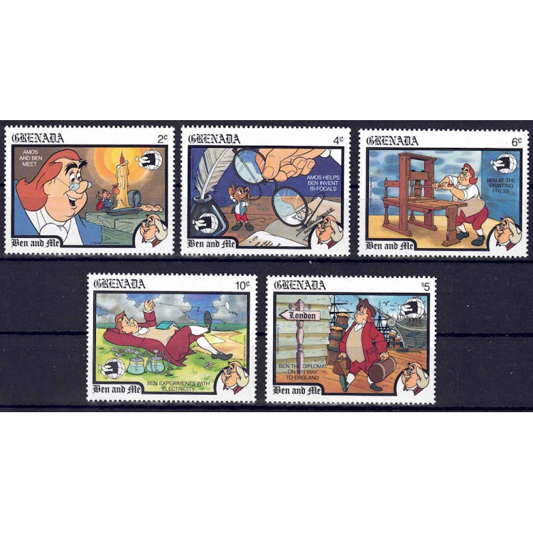 GRENADA 1989 Disney (Philatelic Exhibition II) 5v MNH**