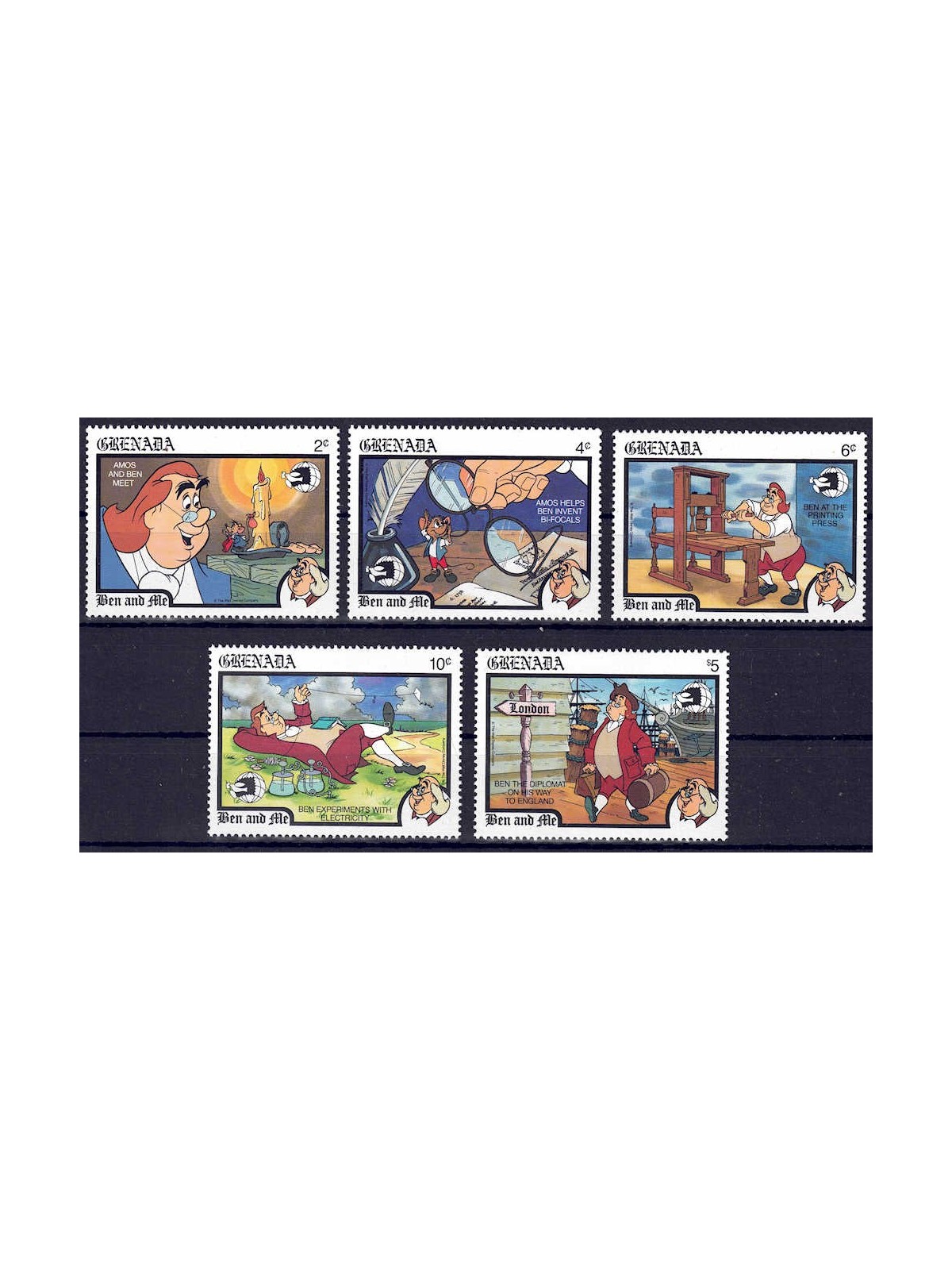 GRENADA 1989 Disney (Philatelic Exhibition II) 5v MNH**