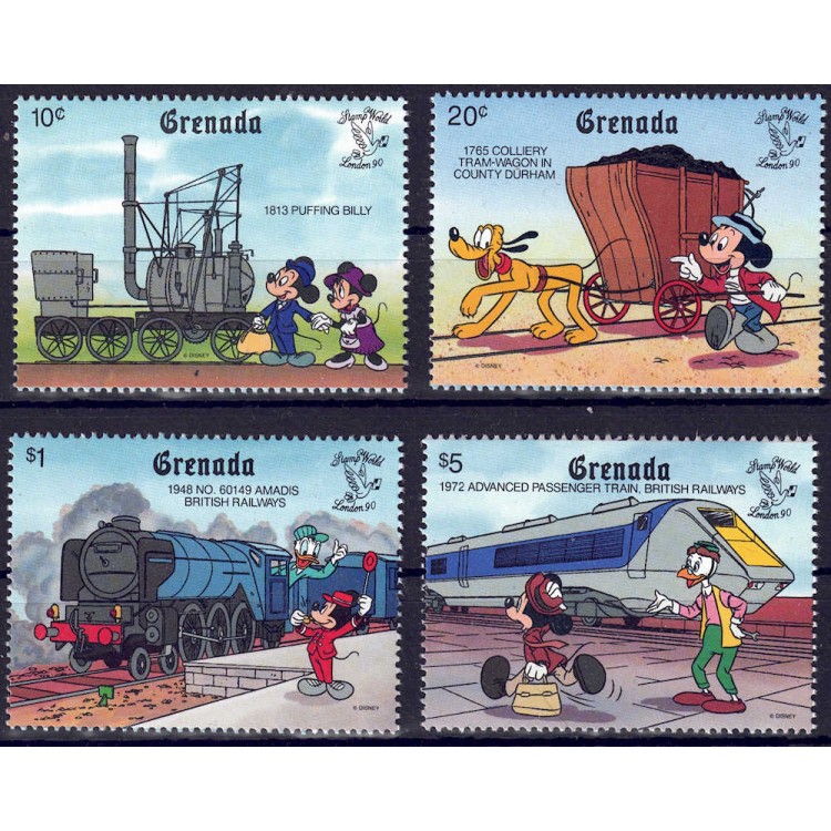 GRENADA 1990 Disney (Philatelic Exhibition II) 4v MNH**