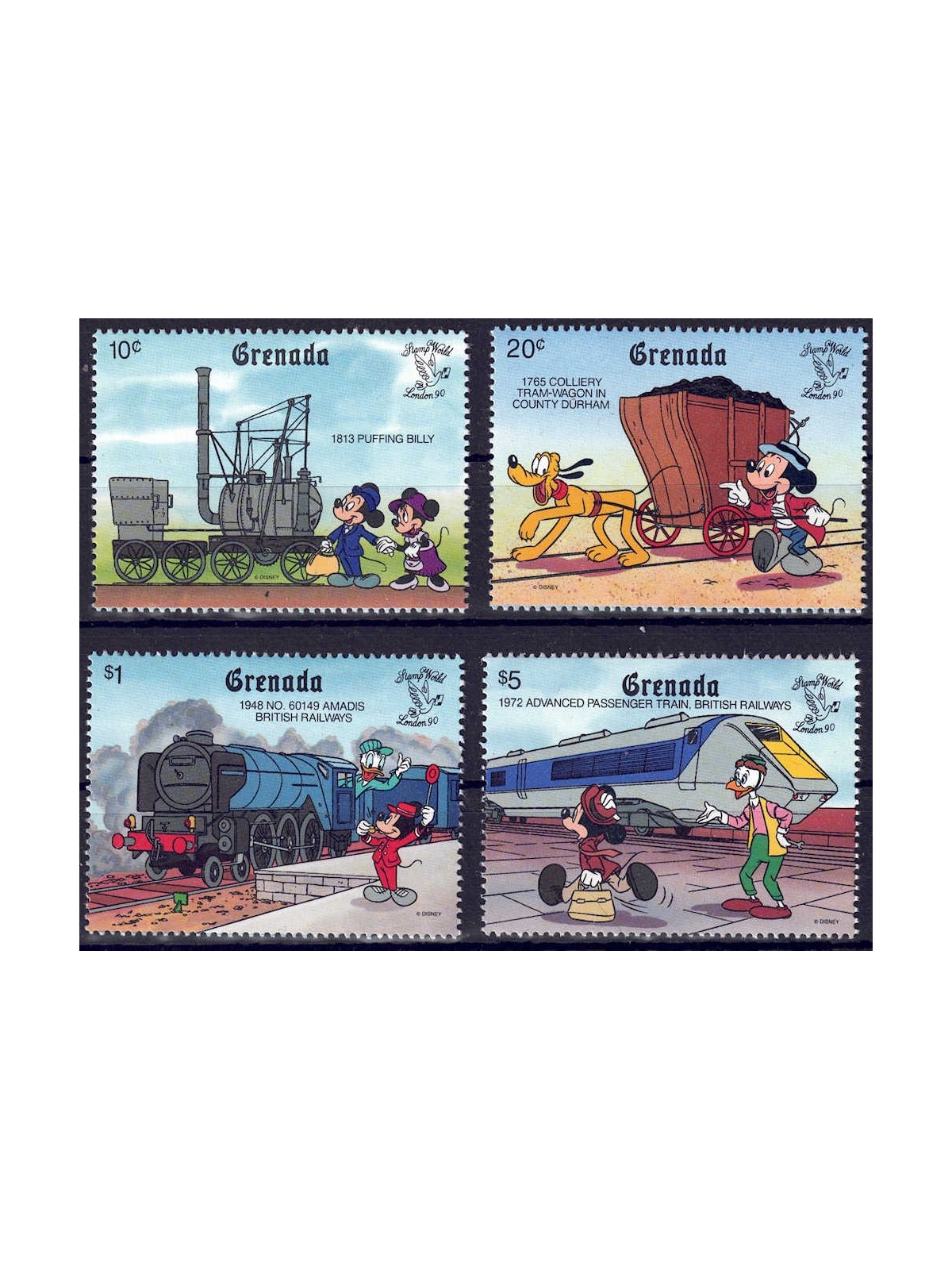 GRENADA 1990 Disney (Philatelic Exhibition II) 4v MNH**