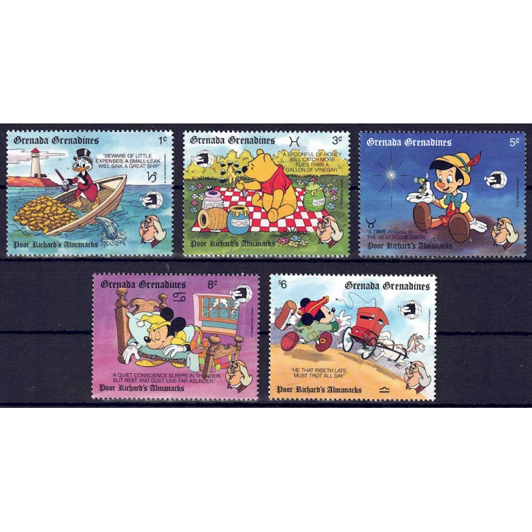 GRENADA GRENADINES 1989 Disney (Philatelic Exhibition I) 5v MNH**
