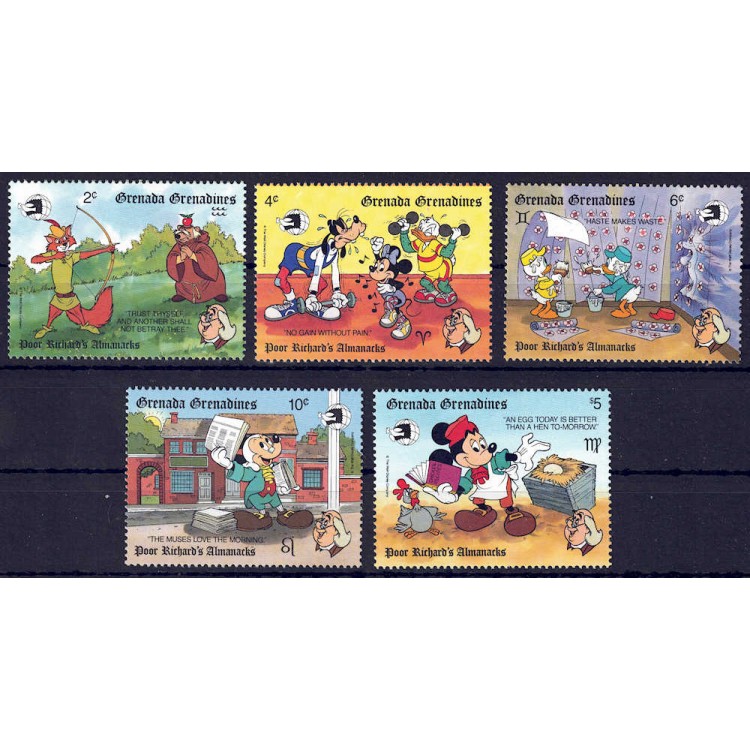 GRENADA GRENADINES 1989 Disney (Philatelic Exhibition II) 5v MNH**
