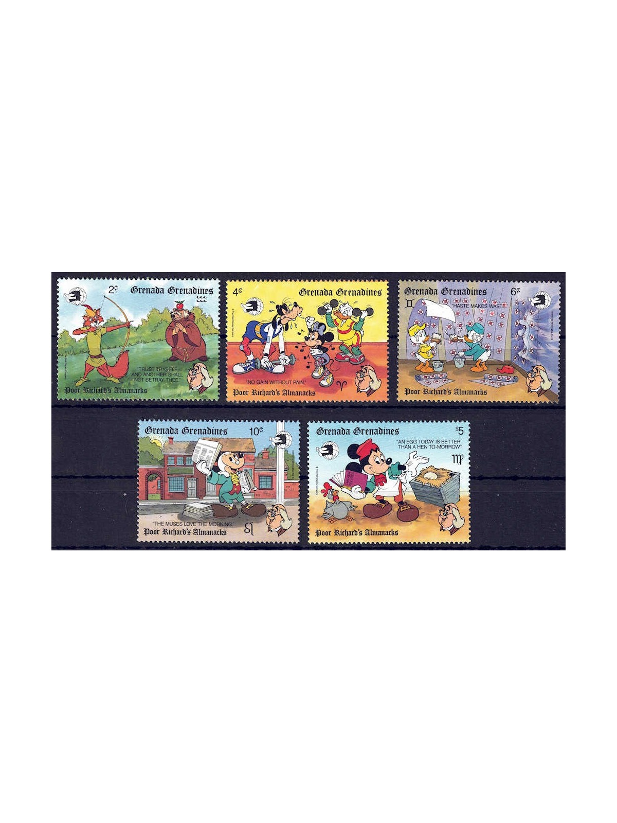 GRENADA GRENADINES 1989 Disney (Philatelic Exhibition II) 5v MNH**