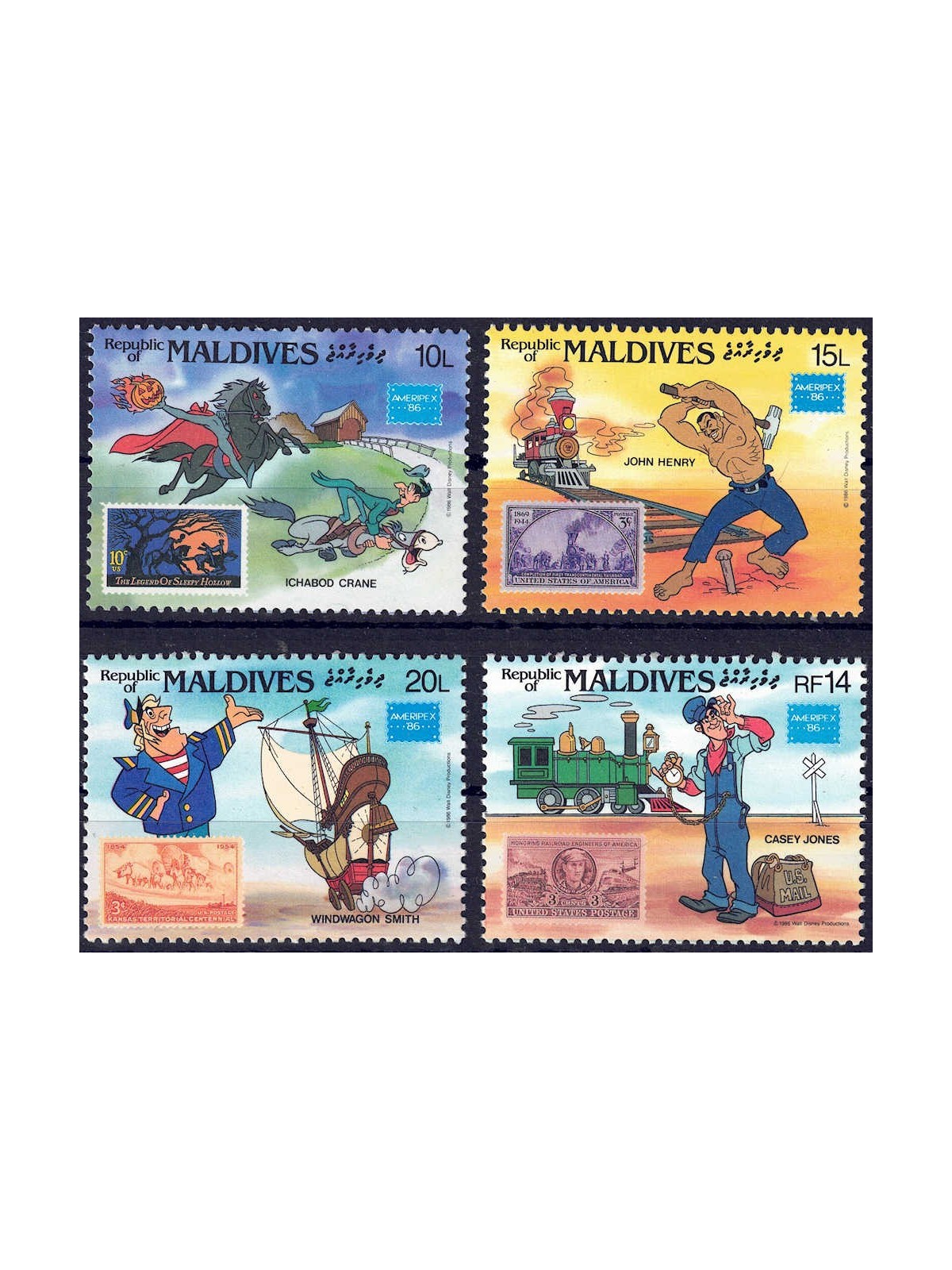MALDIVES 1986 Disney (Philatelic Exhibition II) 4v MNH**