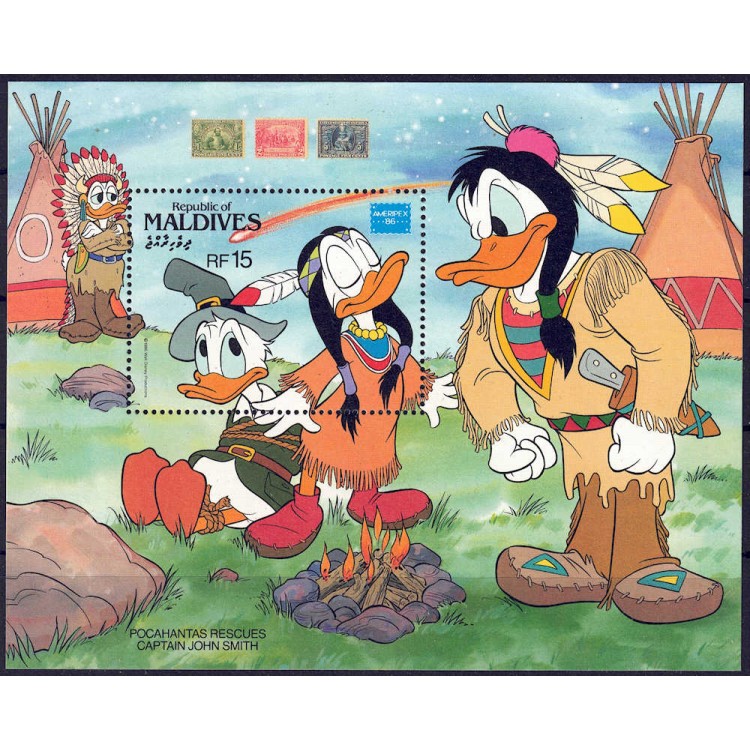 MALDIVE 1986 Disney (Esposizione filatelica II) BF MNH**