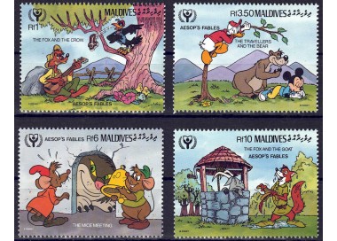 MALDIVE 1990 Disney (Anno dell'alfabetismo II) 4v MNH**
