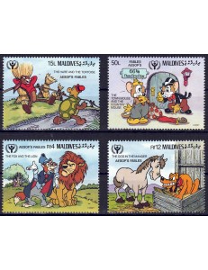 MALDIVE 1990 Disney (Anno dell'alfabetismo I) 4v MNH**