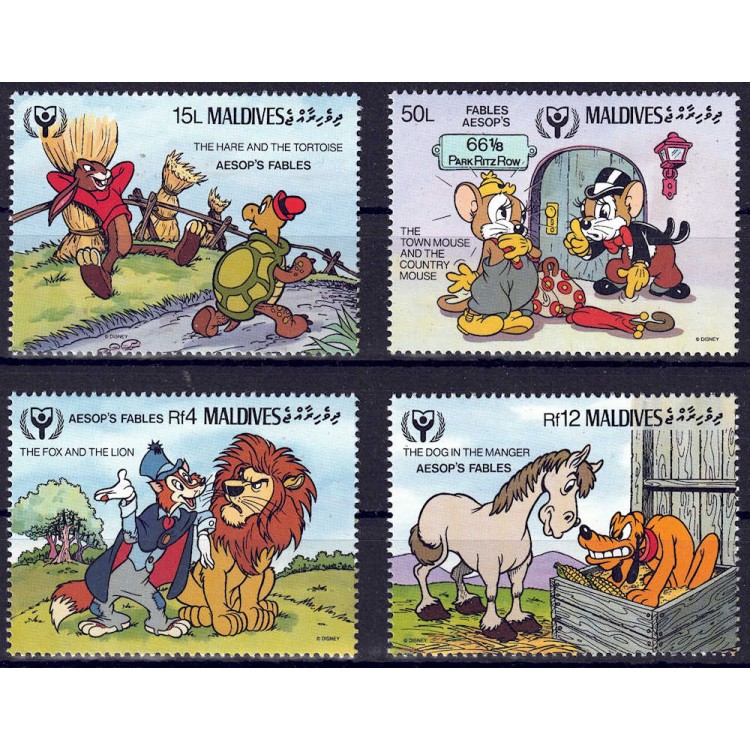 MALDIVE 1990 Disney (Anno dell'alfabetismo I) 4v MNH**