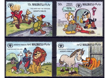 MALDIVES 1990 Disney (Year of Literacy I) 4v MNH**