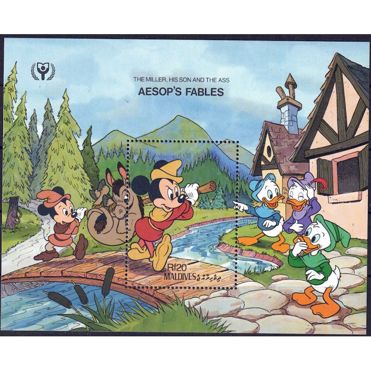 MALDIVE 1990 Disney (Anno dell'alfabetismo II) BF MNH**