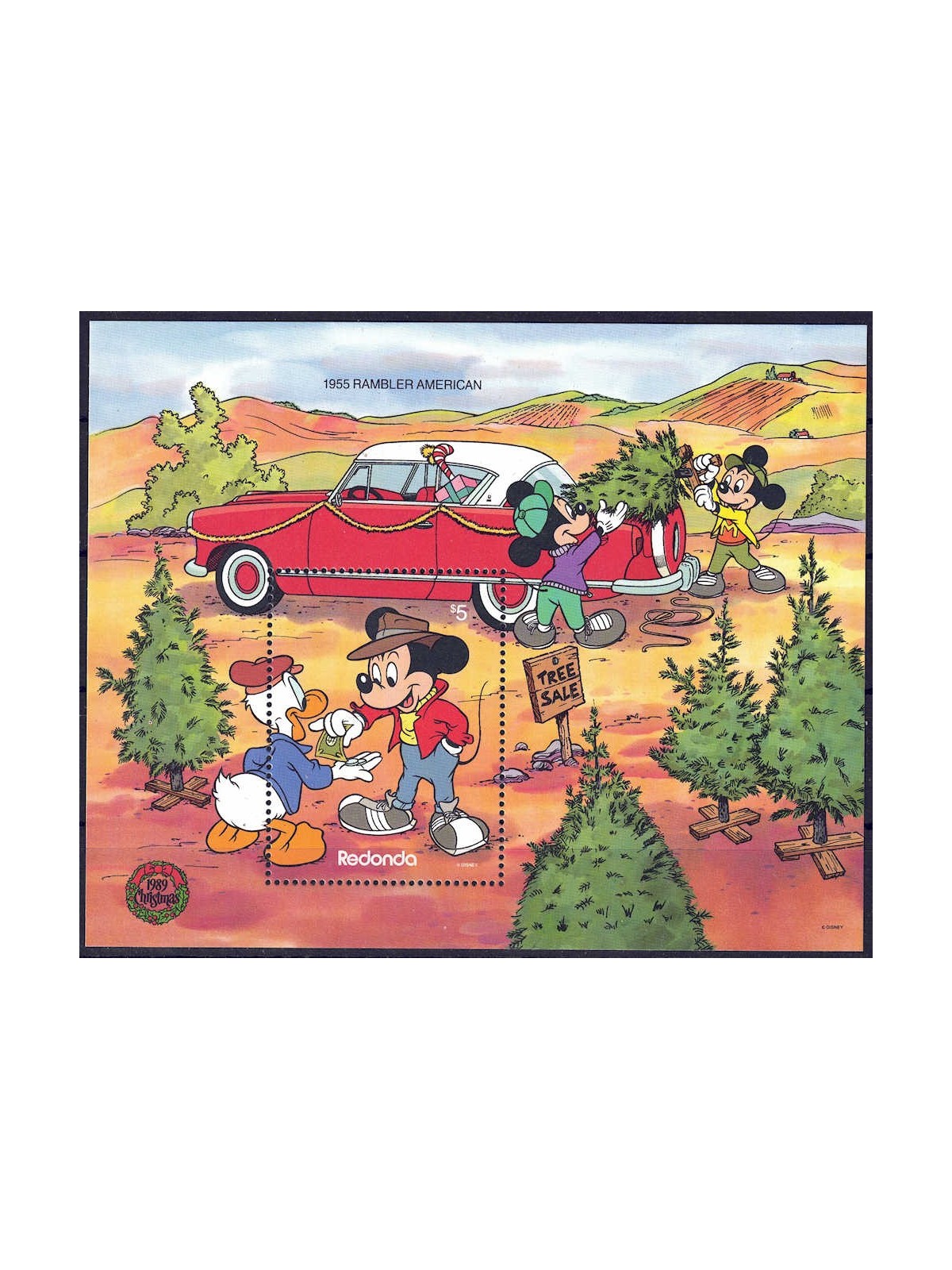 REDONDA 1989 Disney (Natale II) BF MNH**