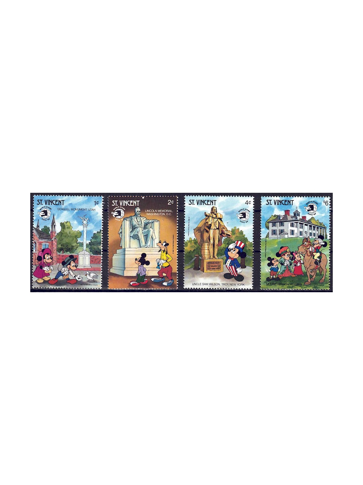 ST. VINCENT 1989 Disney (Philatelic Exhibition II) 4v MNH**