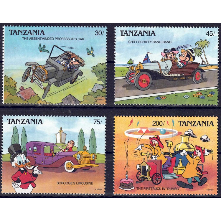 TANZANIA 1990 Disney (Automobili I) 4v MNH**
