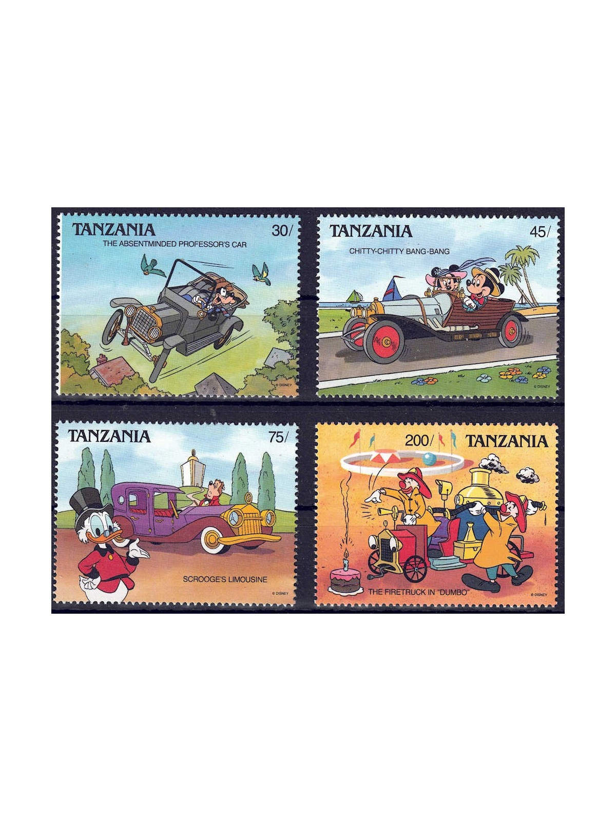 TANZANIA 1990 Disney (Automobili I) 4v MNH**