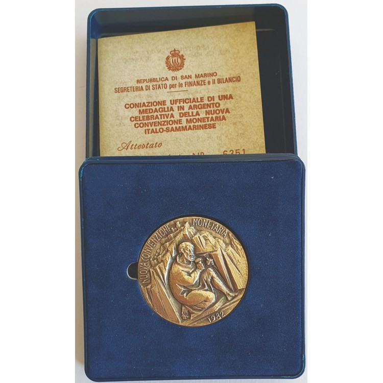 SAN MARINO 1982 Silver medal of the new Italo-San Marino monetary agreement