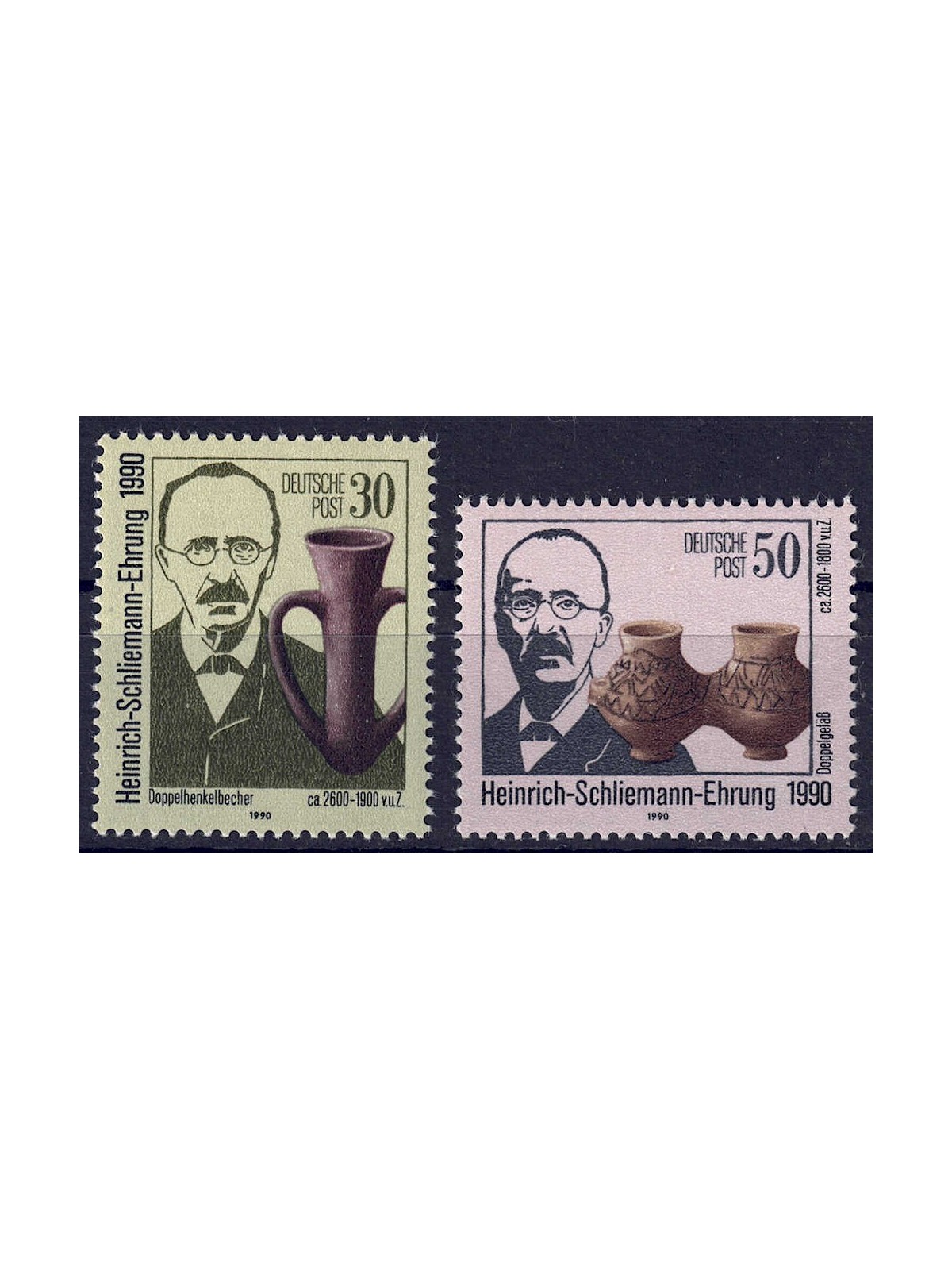 GERMANY DDR 1990 Heinrich Schliemann 2v MNH**