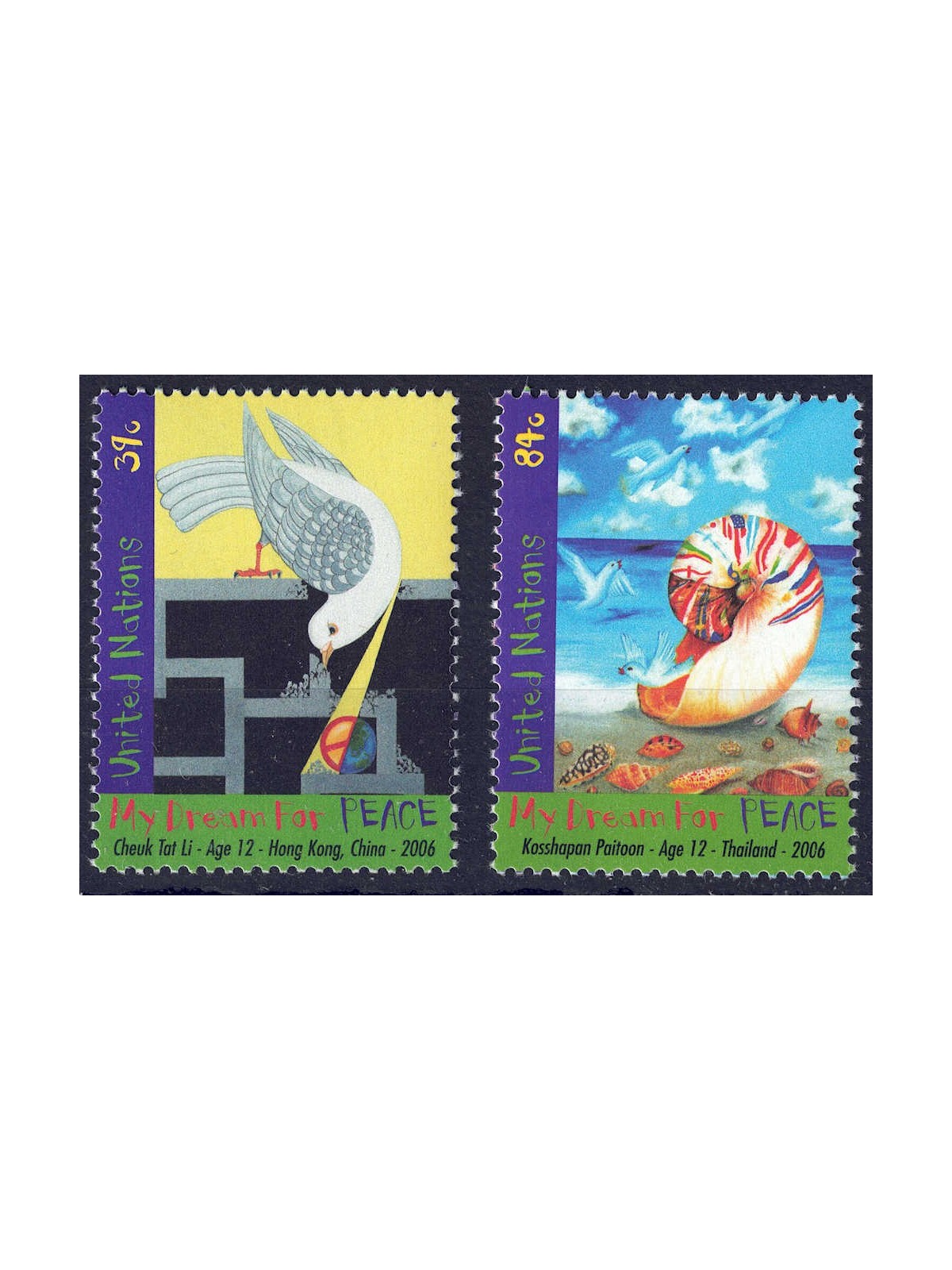 UN NEW YORK 2006 Day of Peace 2v MNH**