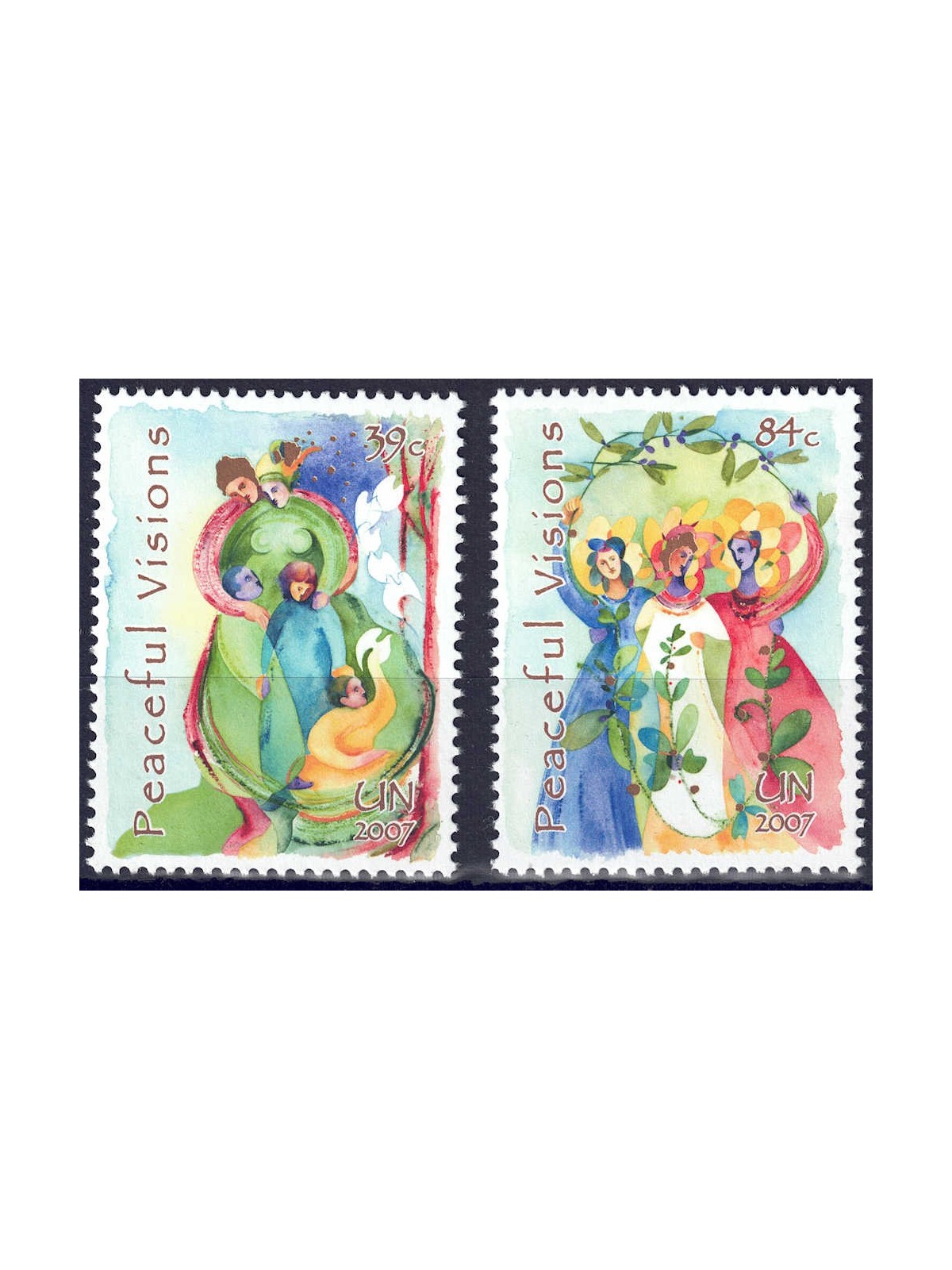 ONU NEW YORK 2007 Visioni di Pace 2v MNH**