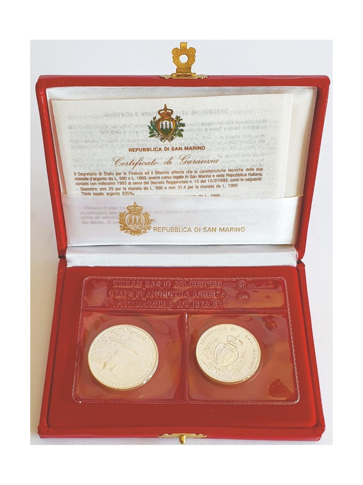 SAN MARINO 1993 Diptych Animal World in Danger, 2 Silver Coins UNC