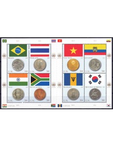 ONU NEW YORK 2007 Bandiere e monete (2ª serie) BF MNH**