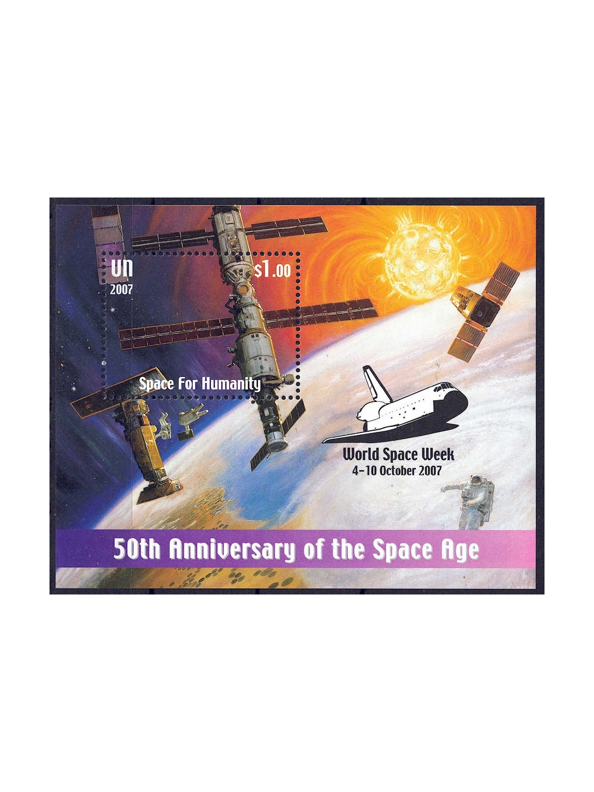 UN NEW YORK 2007 Space for Humanity (overprint) s/s MNH**