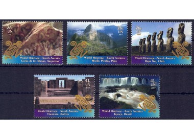 UN NEW YORK 2007 World Heritage (South America) 5v MNH**