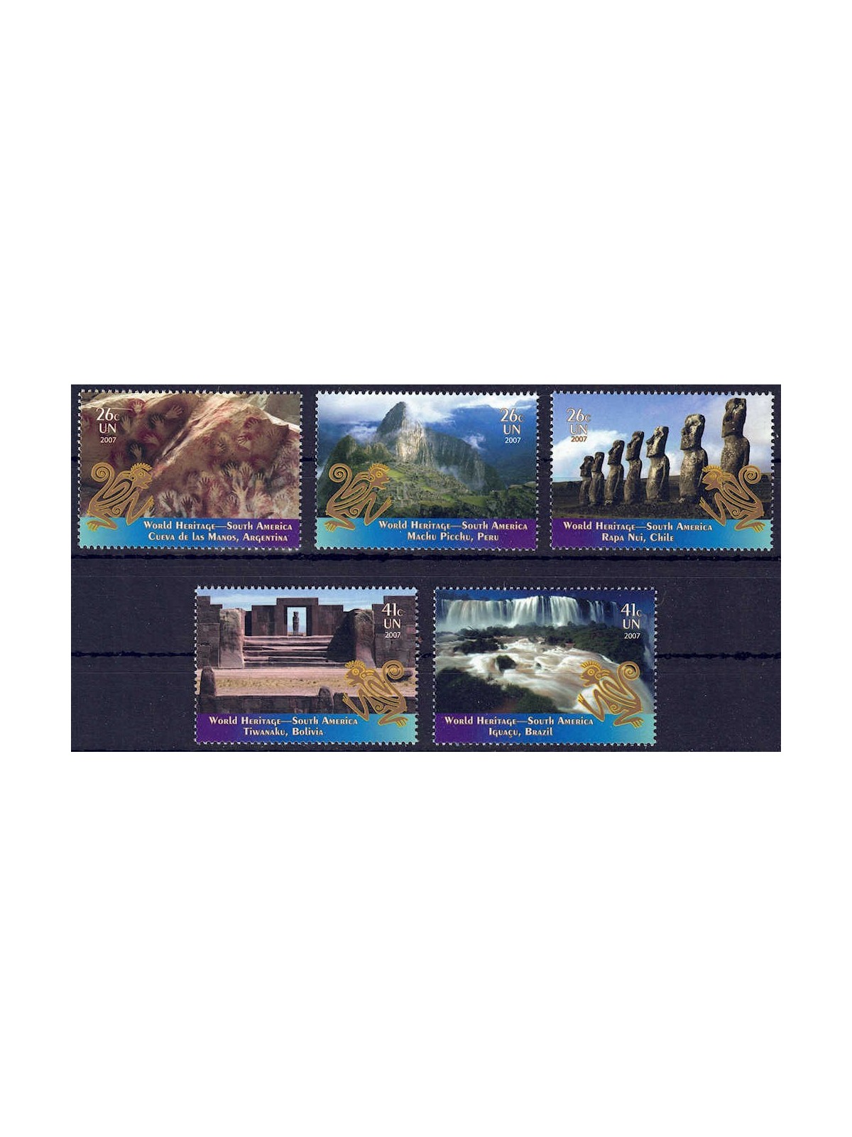 UN NEW YORK 2007 World Heritage (South America) 5v MNH**