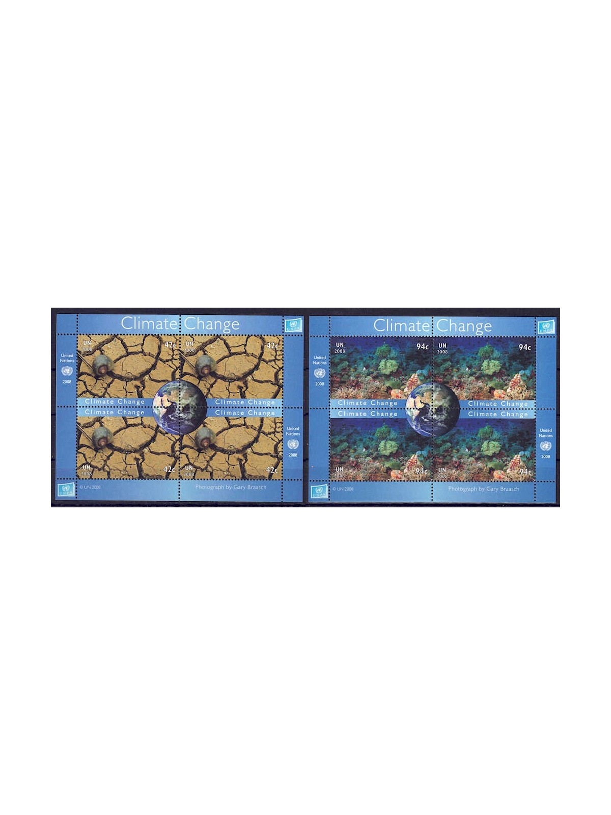 UN NEW YORK 2008 Climate Change 2 s/s MNH**
