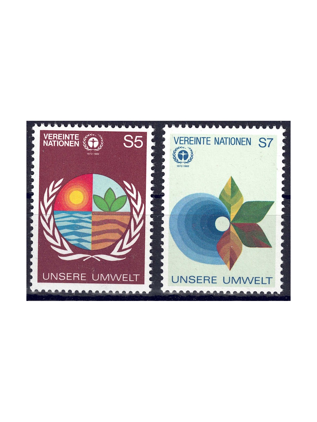 ONU VIENNA 1982 Salvaguardia dell'ambiente 2v MNH**